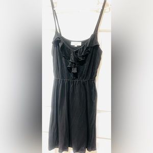 ANN TAYLOR LOFT WOMEN'S SLEEVELESS BLACK RUFFLES FRONT BLACK DRESS